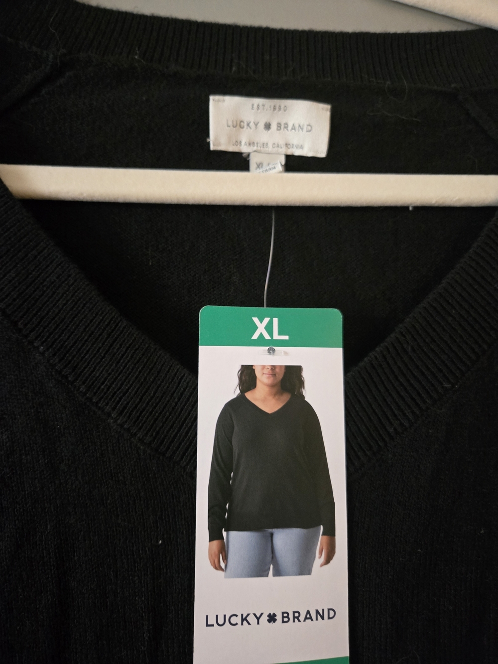 Lucky Brand Black V-Neck Pullover Sweater